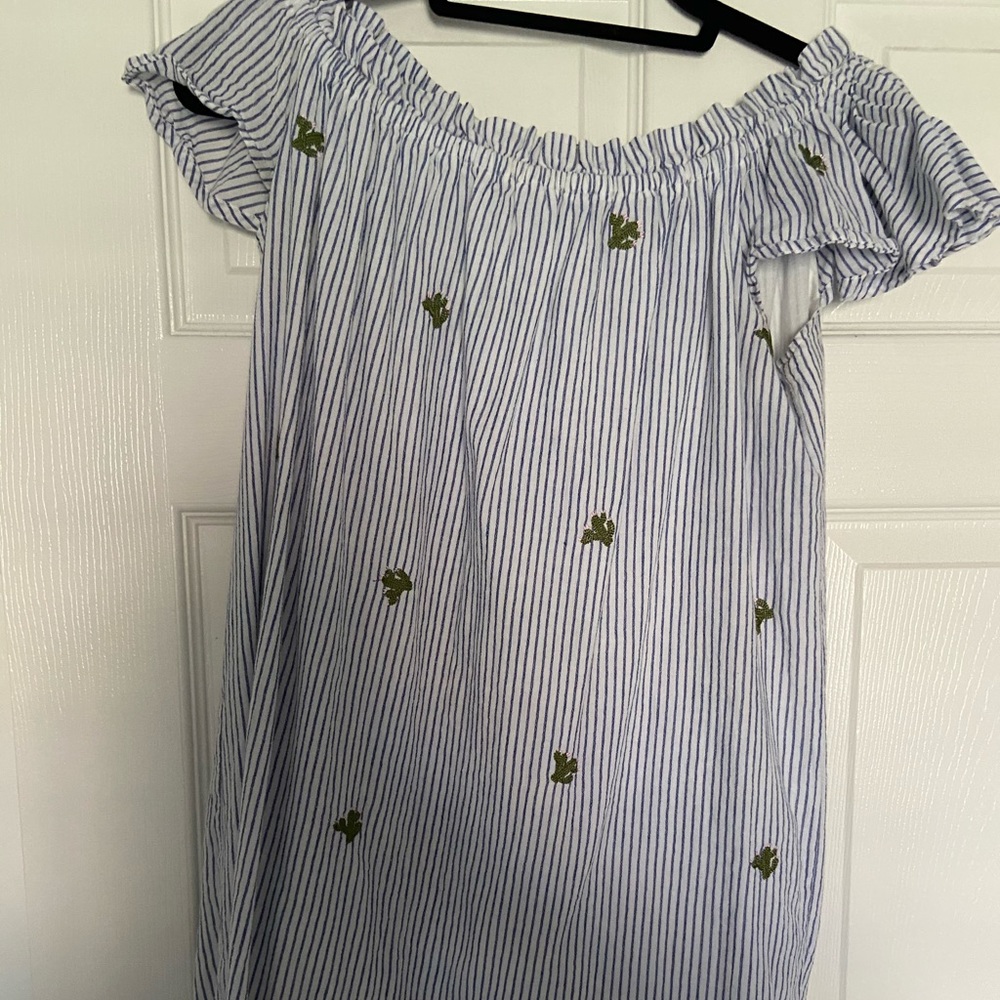 Off the shoulder, cactus, striped dress